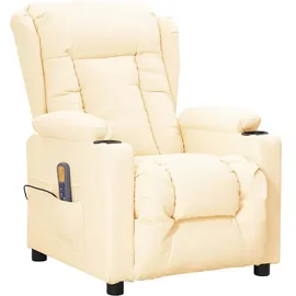 vidaXL Massagesessel Kunstleder 339078 80 x 100 x 90 cm Creme mit verstellbarer Rückenlehne und Massagefunktion