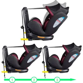 XOMAX XZ-16 Kindersitz drehbar 360° mit ISOFIX und Liegefunktion I mitwachsend I 0-36 kg, 0-12 Jahre, Gruppe 0/1/2/3 I 5-Punkt-Gurt und 3-Punkt-Gurt I Bezug abnehmbar, waschbar I ECE i-Size 129R