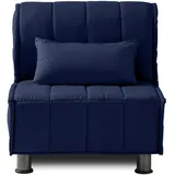 EVERGREENWEB Schlafsessel 80 cm Breit mit Matratze 80x190, Umwandelbar 1 Sitzer Schlafsofa mit Schlaffunktion, Faltbares Bett mit Abnehmbarem und Waschbarem Blau Bezug, Superweiche Kissen | Evening