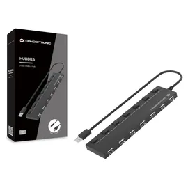 Conceptronic HUBBIES08B USB-Hub 7-Port 7 x USB 2.0 Schwarz