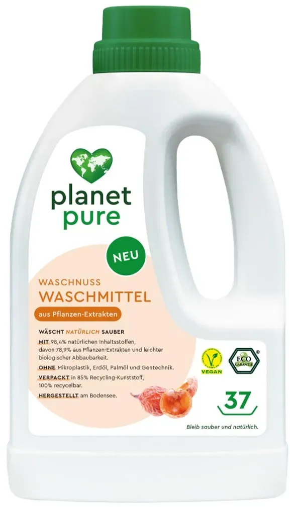 PLANET PURE Waschnuss Waschmittel aus Pflanzenextrakten 37 WL natürl. Inhaltsstoffe