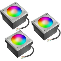 ledscom.de 3x LED Pflasterstein NEOLUM für außen, IP67, eckig, 10 x10cm, inkl. GX53 RGB Leuchtmittel, 670lm, Smart Home