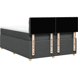vidaXL Boxspringbett mit Matratze Dunkelgrau 140x200 cm Stoff