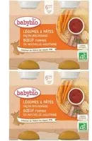BABYBIO Menu Légumes & Pâtes façon bolognaise, bœuf fermier de Nouvele-Aquitaine 2x400 g