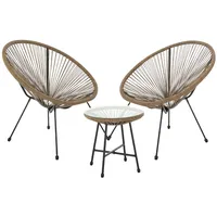 Svita BALI Balkon-Möbel 3-tlg. Polyrattan Lounge-Set Balkon-Set Braun