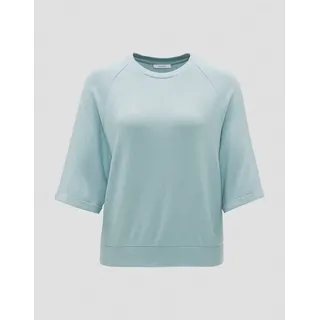 Opus Damen Kurzarmshirt | Shirt SIKANNA Loose in Feinstrick Optik Glacier Blue, 38 - 38