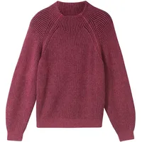 Tom Tailor Damen Gerippter Pullover mit Stehkragen, rosa, Uni,