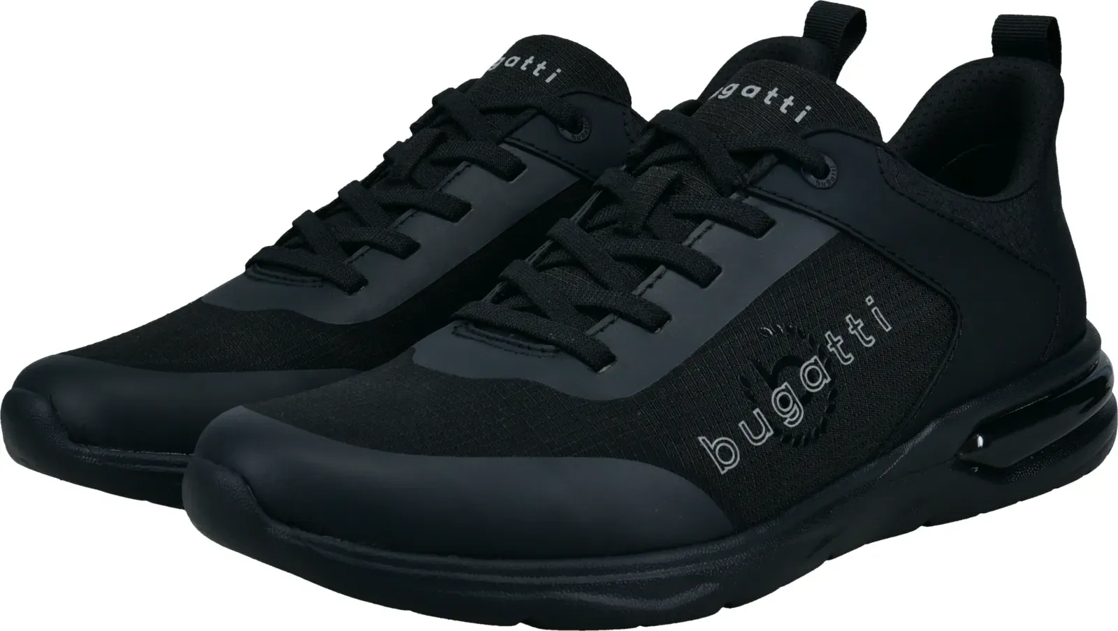 Sneaker BUGATTI, Herren, Gr. 41, schwarz, Lederimitat, Textil, Schuhe Sneaker, Schnürschuh, Halbschuh, Freizeitsneaker mit Logoschriftzug