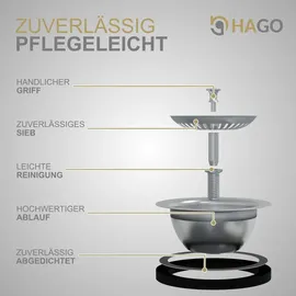Hago Edelstahl 50 x 40 mm Einbauspüle Anthrazit Handbetätigung 500 x 400 mm