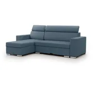 Fun Möbel Ecksofa Schlafsofa Sofa CANTON in Stoff Liverpool Azurblau Ottomane Links - Blau
