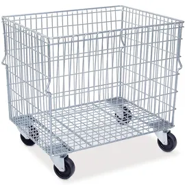 BRB-Lagertechnik Gitterwagen Stahl 820x615x735 mm Silber stapelbar mit 4 Lenkrädern