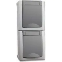 Panasonic Doppelsteckdose senkrecht IP54 Grau 2 St.