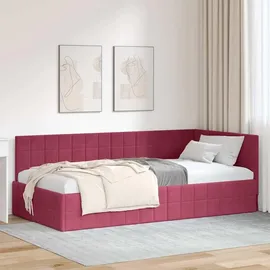 vidaXL Eckbettgestell mit Kopfteil Weinrot 100 cm x 200 cm Samt