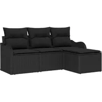 vidaXL Garten-Lounge-Set 4-tlg. schwarz