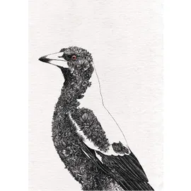 Maxwell & Williams Marini Ferlazzo Birds Bedrucktes Geschirrtuch mit Australischem Königspapagei Design, Baumwolle, Schwarz/Weiß, 50 x 70 cm