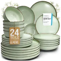 PURE LIVING INTERIOR DESIGN Rustic Tafelservice 24-tlg. 6 Personen mintgrün