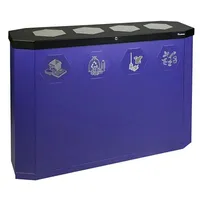 PROREGAL Abfallsammler mit Edelstahl-Einwurfklappe & Touchless-Öffnung, 4x45L, HxBxT 83x120x35,5cm, inkl. Ladegerät, Blau, Abfallbehälter