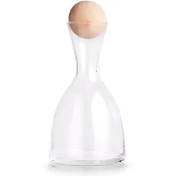 Karaffe ZELLER PRESENT, transparent (transparent, natur), B:11,5cm H:25,5cm T:11,5cm Ø:11,5cm, Glas, Holz, Karaffen, Glas/Schime-Holz, 750 ml