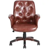 Cozy Maison Bürostuhl Computer Schreibtisch Stuhl Executive Stuhl Einstellbares Hochglanz PU Leder mit 5 Rädern Drehbar, Braun