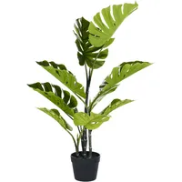 Beliani Kunstpflanze Monstera PLANT 94 cm Grün Schwarz Kunststoff