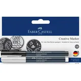 Faber-Castell 160795 - Creative Marker, weiß/schwarz, Strichstärke 1,5 mm, 2er Set