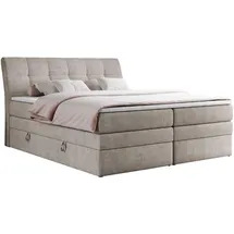 MKS Meble Boxspringbett, Beige, Textil, 2-Sitzer, H4, Rechteckig, 180x200 cm, Schlafzimmer, Betten, Boxspringbetten
