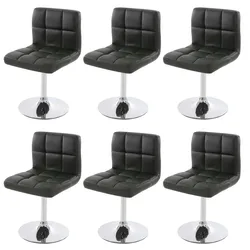 Mendler 6er-Set Esszimmerstuhl Drehstuhl Stuhl Kavala Kunstleder Chrom ~ schwarz