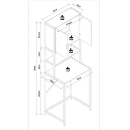 VCM Waschmaschinenschrank Edino 64 x 189 x 48 cm Honig-Eiche