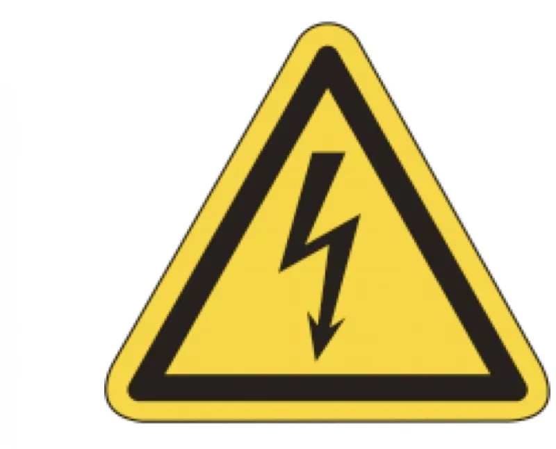 Warnschild als Symbol Warnung vor gefährlicher elektrischer Spannung nach ISO 7010