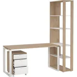 Dmora Eckschreibtisch Severine Eiche / Weiß