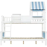 XDOVET Kinderbett mit Stauraumkasten und Graffiti-Tafel Fensterform Etagenbett Hausbett