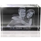 VIP-LASER | 3D | Glasfoto Kristall - Mit Deinem Familienfoto in 3D graviert | 1 Person/Tier in 3D | Das persönliche Geschenk für die Ewigkeit wie Geburtstag, Valentinstag oder Weihnachten!