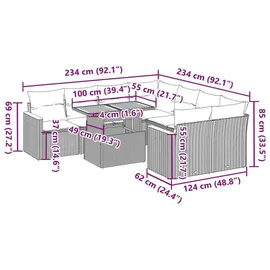 vidaXL Garten-Lounge-Set 9-tlg. grau