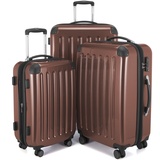 Alex - 3er Kofferset, TSA, Trolley-Set, Rollkoffer, Reisekoffer, (S, M & L), Braun