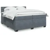 vidaXL Boxspringbett mit Matratze Dunkelgrau 200x200 cm Samt