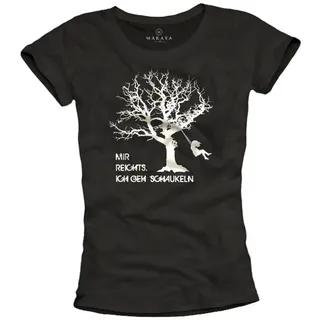 MAKAYA T-Shirt Damen Lustige Freche Frauen Tops Witzige Sprüche Coole Oberteile schwarz S