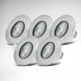 B.K.Licht LED Einbauleuchte 5er Set Bad Einbaustrahler, IP65, Dimmbare Deckenspots« LED-Modul 5 Stk., warmweiß, silberfarbig