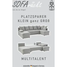 Jockenhöfer Wohnlandschaft JOCKENHÖFER GRUPPE "Arktis U-Form, B: 260 cm", grau (hellgrau), B:260cm T:85cm, Korpus: 100% Polyester;Kissen: 100% Polyester, Sofas, Wohnlandschaft, mit Bettfunktion & Bettkasten, Unser Dauertiefpreis, Topseller