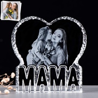 Movdyka 2D Personalisiertes Fotogeschenk Weihnachten für Mama von der Tochter, Crystal Personalisierte Geschenke Mama Heart Shape Keepsake
