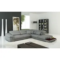 Xlmoebel Ecksofa Verstellbare Leder-Eckcouch in elegantem Design, Hergestellt in Europa grau