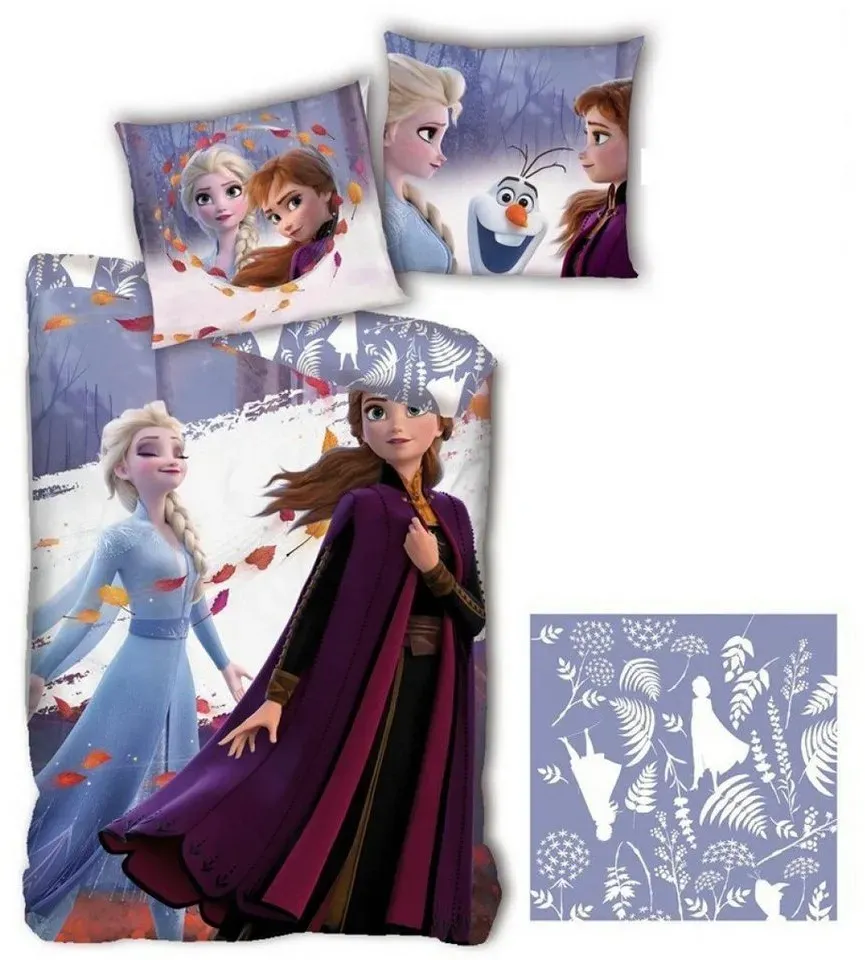 Kinderbettwäsche Disney Die Eiskönigin 2 Bettwäsche Set, Disney Frozen, Mikrofaser, Größe 135-140 x 200 cm Deckenbezug, 63x63 cm Kissenbezug bunt