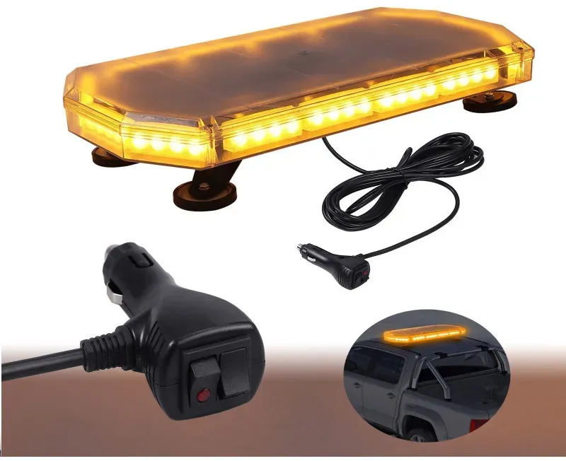 Leistungsstarke Einsatz-Warnleuchte 60 cm LED-Bar, LED-Blitzleuchte mit Magneten, 12–24 V, mit 16 Betriebsarten, gelb, für den S