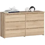 Akord Kommode Akord Cl100 Sonoma-eiche 100 Cm 6 Schubladen B100 X H57 X T35 Cm