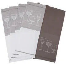 ZOLLNER 4er Set Geschirrtücher,, 50x70 cm, Halbleinen, braun