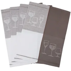 ZOLLNER 4er Set Geschirrtücher,, 50x70 cm, Halbleinen, braun