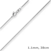 Schmuck Krone Goldkette 1,1mm Panzerkette aus 585 Weißgold 38cm, Gold 585 silberfarben