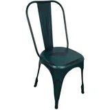 Indoortrend Retro Bistrostuhl aus Metall stapelbar - Vintage Design - Stapelstuhl mit Industrie Look für Esszimmer, Küche, Balkon - Stabiler Küchenstuhl Used-Look - Metallstuhl mit Lehne Farbe Grün