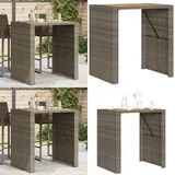 Vidaxl - Garten-Bartisch mit Holzplatte Grau 105x80x110 cm Polyrattan - Gartentisch - Bartisch - Outdoor-Tisch - Gartenmöbel - Rattan Tisch - Home &