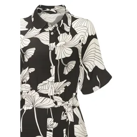 VIVANCE Hemdblusenkleid Schwarz/Sand Blumen 40