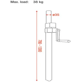 Showgear Windup Speaker Stand Stahl, 780-1300mm, max. Belastbarkeit 38kg